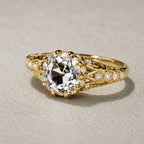 Vintage Yellow Gold Cushion Cut White Sapphire Engagement Ring