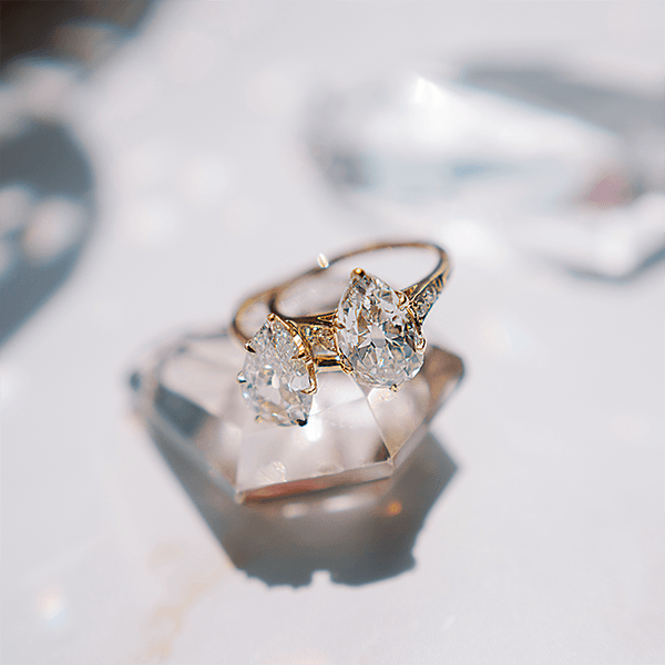 Vintage Yellow Gold Pear Cut White Sapphire Engagement Ring