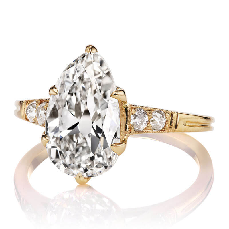 Vintage Yellow Gold Pear Cut White Sapphire Engagement Ring