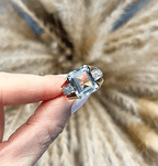 Vintage Yellow Gold Emerald Cut Aquamarine Sapphire Engagement Ring