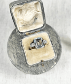 Vintage Yellow Gold Emerald Cut Aquamarine Sapphire Engagement Ring