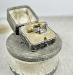 Vintage Yellow Gold Emerald Cut Aquamarine Sapphire Engagement Ring