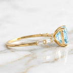 Classic Yellow Gold Asscher Cut Aquamarine Sapphire Engagement Ring