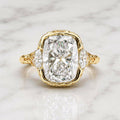 Vintage Three Stone Yellow Gold Cushion Cut Aquamarine Sapphire Engagement Ring
