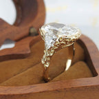Vintage Three Stone Yellow Gold Cushion Cut Aquamarine Sapphire Engagement Ring