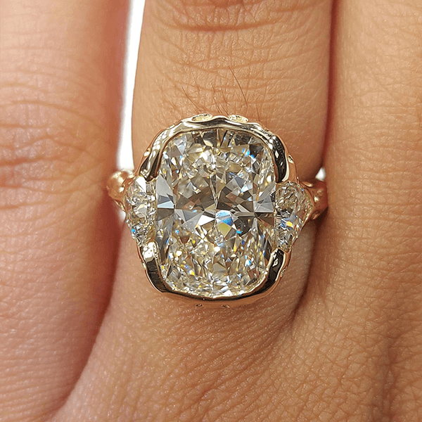 Vintage Three Stone Yellow Gold Cushion Cut Aquamarine Sapphire Engagement Ring