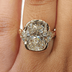 Vintage Three Stone Yellow Gold Cushion Cut Aquamarine Sapphire Engagement Ring