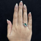 Luxury Jewelry Toi Et Moi Pear Cut Emerald & White Sapphire Engagement Ring