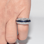 Vintage Multi Row Asscher & Round Cut Blue & White Sapphire Half Eternity Wedding Band For Women