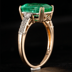 Luxury Jewelry Classic Three Stone Emerald Cut Emerald Sapphire Engagement Ring