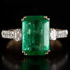 Luxury Jewelry Classic Three Stone Emerald Cut Emerald Sapphire Engagement Ring