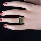 Classic Four Stone Yellow Gold Emerald Cut Emerald Sapphire Half Eternity Wedding Band For Women