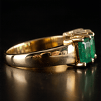 Classic Four Stone Yellow Gold Emerald Cut Emerald Sapphire Half Eternity Wedding Band For Women
