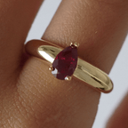 Classic Solitaire Yellow Gold Pear Cut Garnet Sapphire Engagement Ring