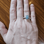 Classic Radiant Cut Blue Topaz Sapphire Engagement Ring