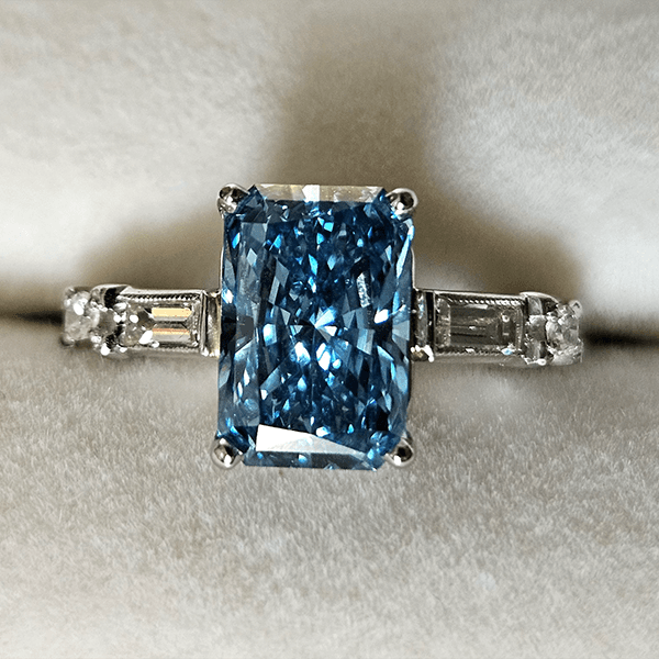 Classic Radiant Cut Blue Topaz Sapphire Engagement Ring