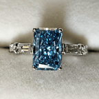 Classic Radiant Cut Blue Topaz Sapphire Engagement Ring