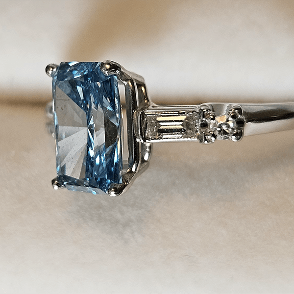 Classic Radiant Cut Blue Topaz Sapphire Engagement Ring
