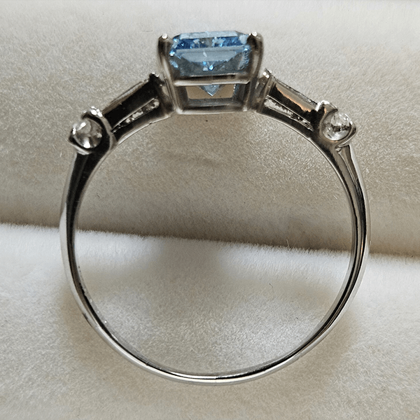 Classic Radiant Cut Blue Topaz Sapphire Engagement Ring