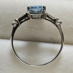 Classic Radiant Cut Blue Topaz Sapphire Engagement Ring
