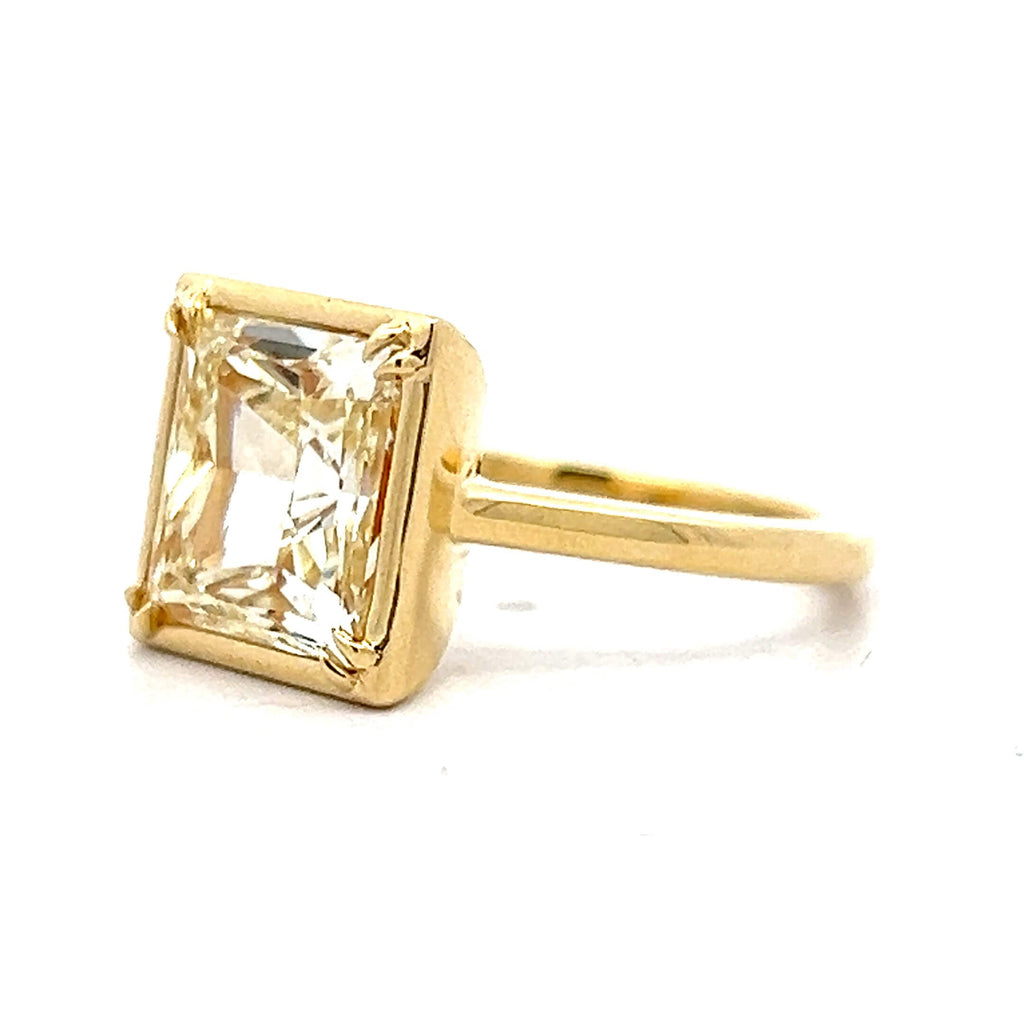 Classic Solitaire Double Prong Yellow Gold Princess  Cut Canary Sapphire Engagement Ring