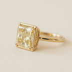 Classic Solitaire Double Prong Yellow Gold Princess  Cut Canary Sapphire Engagement Ring
