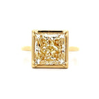 Classic Solitaire Double Prong Yellow Gold Princess  Cut Canary Sapphire Engagement Ring