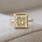 Classic Solitaire Double Prong Yellow Gold Princess  Cut Canary Sapphire Engagement Ring