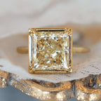 Classic Solitaire Double Prong Yellow Gold Princess  Cut Canary Sapphire Engagement Ring