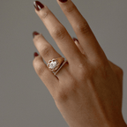 Unique Petal Bezel Setting Yellow Gold Solitaire Oval Cut White Sapphire Engagement Ring