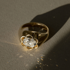 Unique Petal Bezel Setting Yellow Gold Solitaire Oval Cut White Sapphire Engagement Ring
