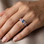 Luxury Jewelry Yellow Gold Oval Cut Blue & Pink Sapphire Engagement Ring