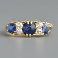 Vintage Yellow Gold Round Cut Blue Sapphire Half Eternity Wedding Band For Women