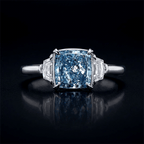 Classic Three Stone Radiant Cut Blue Topaz Engagement Ring