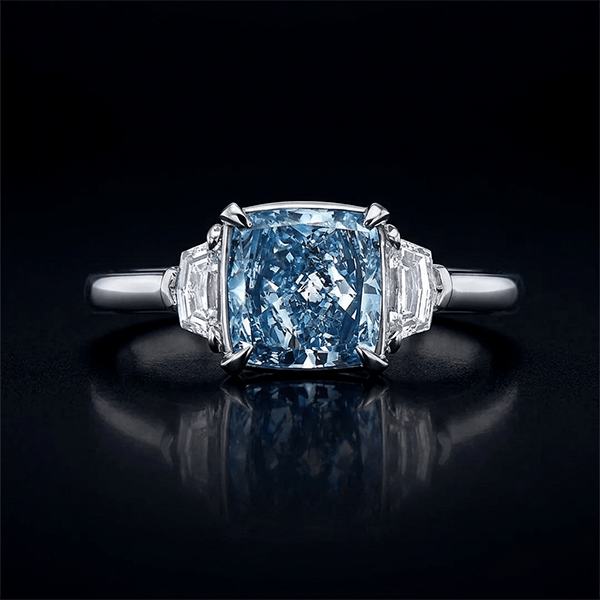 Classic Three Stone Radiant Cut Blue Topaz Engagement Ring