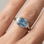 Classic Three Stone Radiant Cut Blue Topaz Engagement Ring