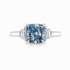 Classic Three Stone Radiant Cut Blue Topaz Engagement Ring