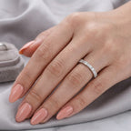 Classic Round & Baguette Cut White Sapphire Eternity Wedding Band For Women