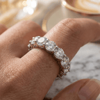 Luxury Jewelry Classic Round Cut White Sapphire Eternity Wedding Band For Women