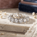 Luxury Jewelry Classic Round Cut White Sapphire Eternity Wedding Band For Women