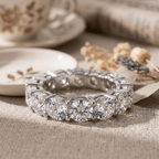 Luxury Jewelry Classic Round Cut White Sapphire Eternity Wedding Band For Women