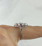 Vintage Art Deco Halo Emerald Cut Ruby Sapphire Engagement Ring