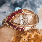 Vintage Yellow Gold Halo Pear Cut White Sapphire Cocktail Ring For Women