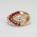 Vintage Yellow Gold Halo Pear Cut White Sapphire Cocktail Ring For Women