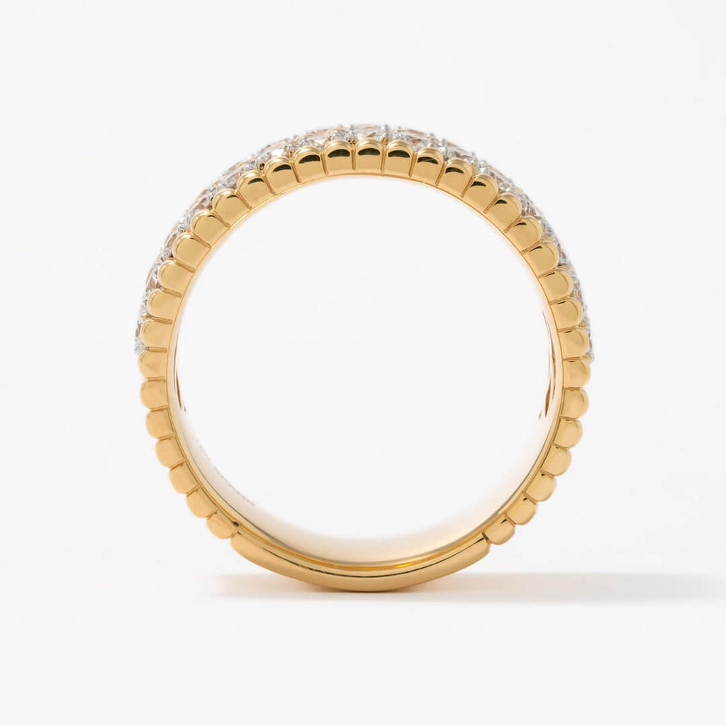 Luxury Jewelry Yellow Gold Multi Row Round Cut White Sapphire Half   Eternity Wedding Band For Women