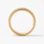 Luxury Jewelry Yellow Gold Multi Row Round Cut White Sapphire Half   Eternity Wedding Band For Women