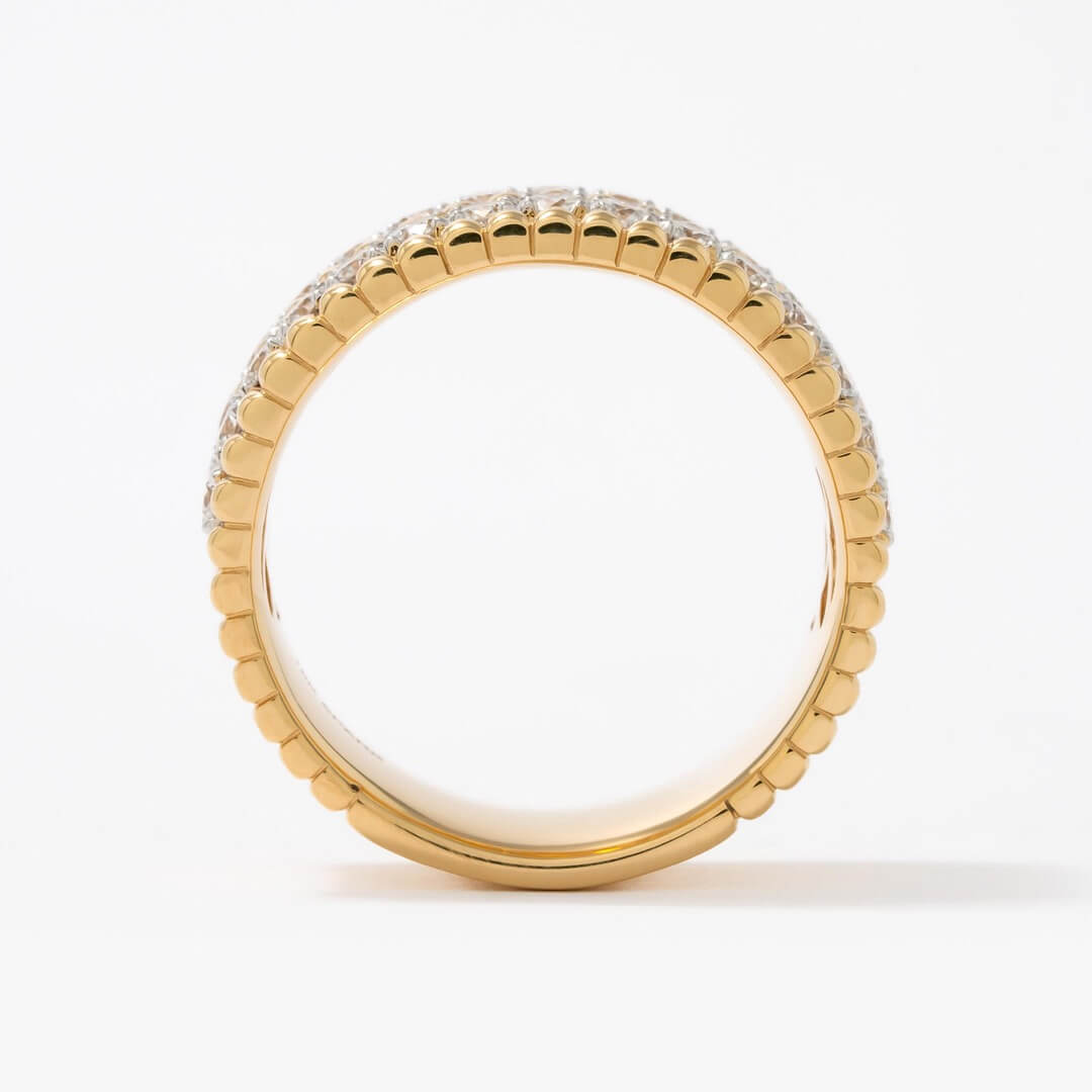 Luxury Jewelry Yellow Gold Multi Row Round Cut White Sapphire Half   Eternity Wedding Band For Women