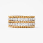 Luxury Jewelry Yellow Gold Multi Row Round Cut White Sapphire Half   Eternity Wedding Band For Women