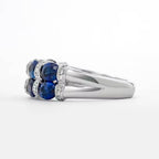 Luxury Jewelry Oval Cut Blue Sapphire Half Eternity Wedding Band For Women