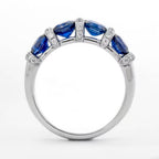 Luxury Jewelry Oval Cut Blue Sapphire Half Eternity Wedding Band For Women